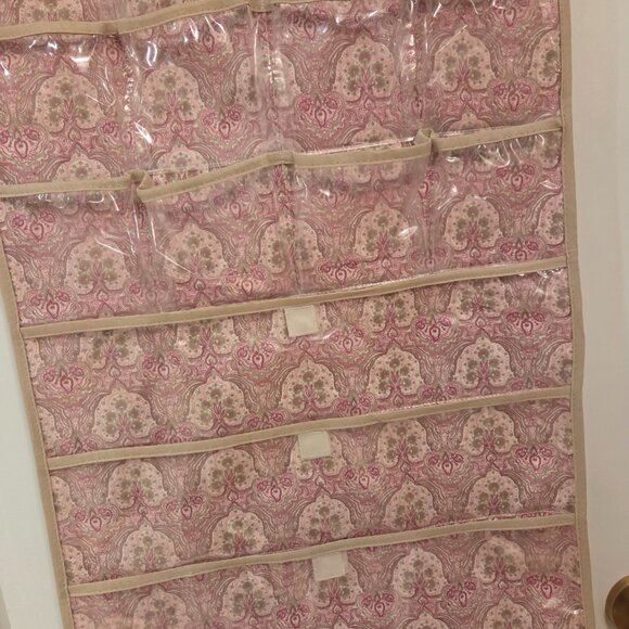 Pretty 100% cotton hanging jewellery organizer - Picture 2 of 3